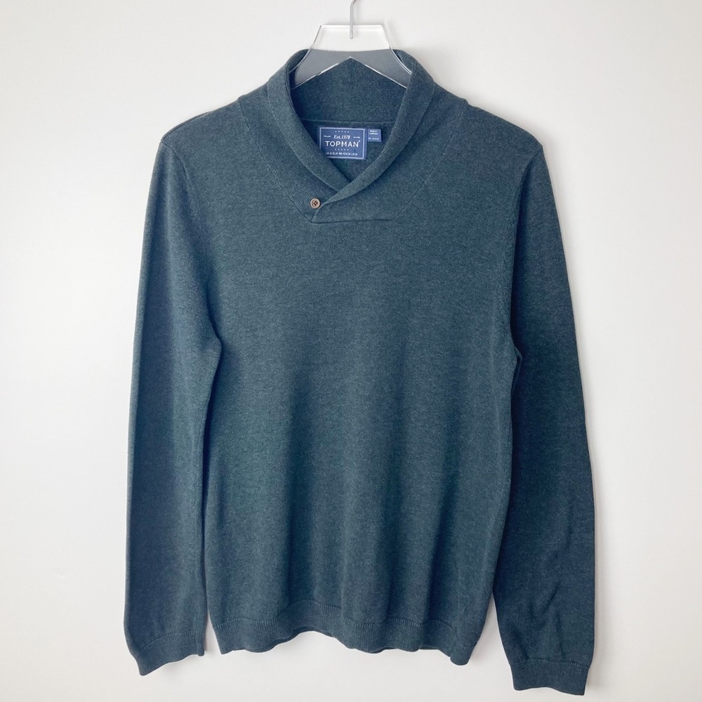 Topman - Medium Men’s Gray Sweater with Collar Detail